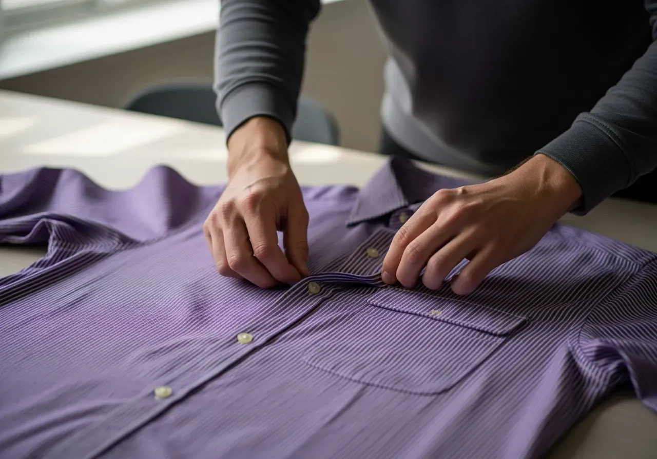 Randpassning på lila randig skjorta