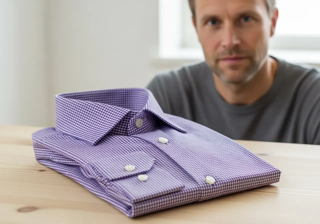 Violett smårutig kostymskjorta guide