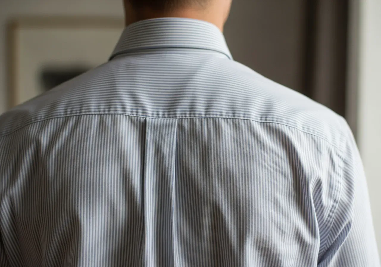 Ryggveck på randig kostymskjorta