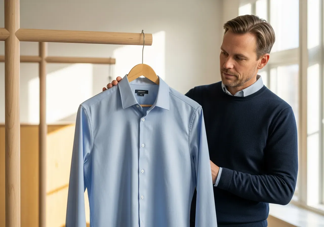 Ljusblå elastanskjorta för kontor