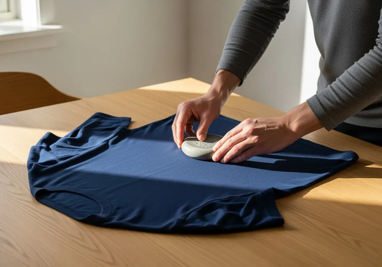 Tygvikt och marinblå stretchskjorta