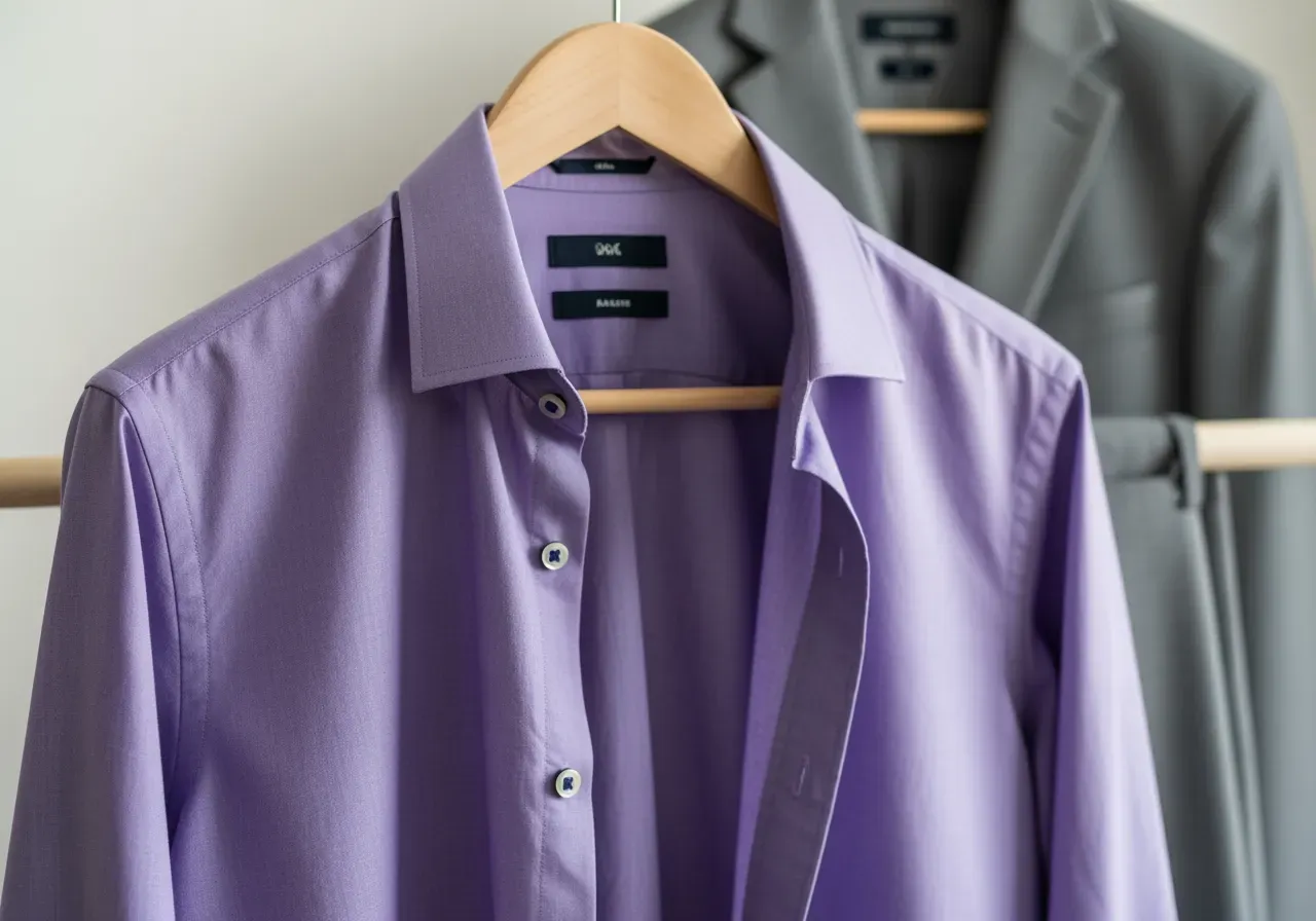 Violett bomullszephyrskjorta till kostym