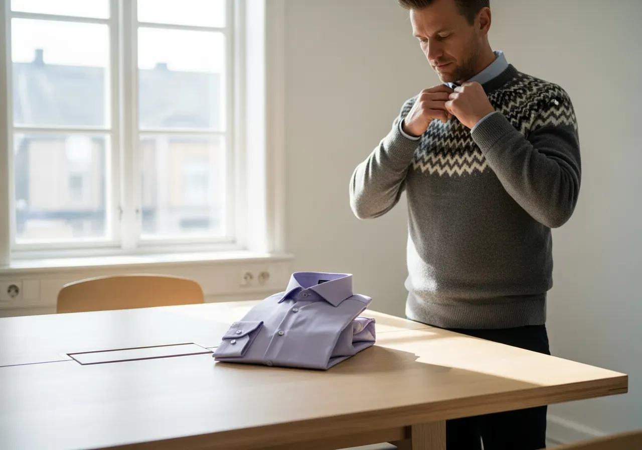 Violett zephyrskjorta för kontor