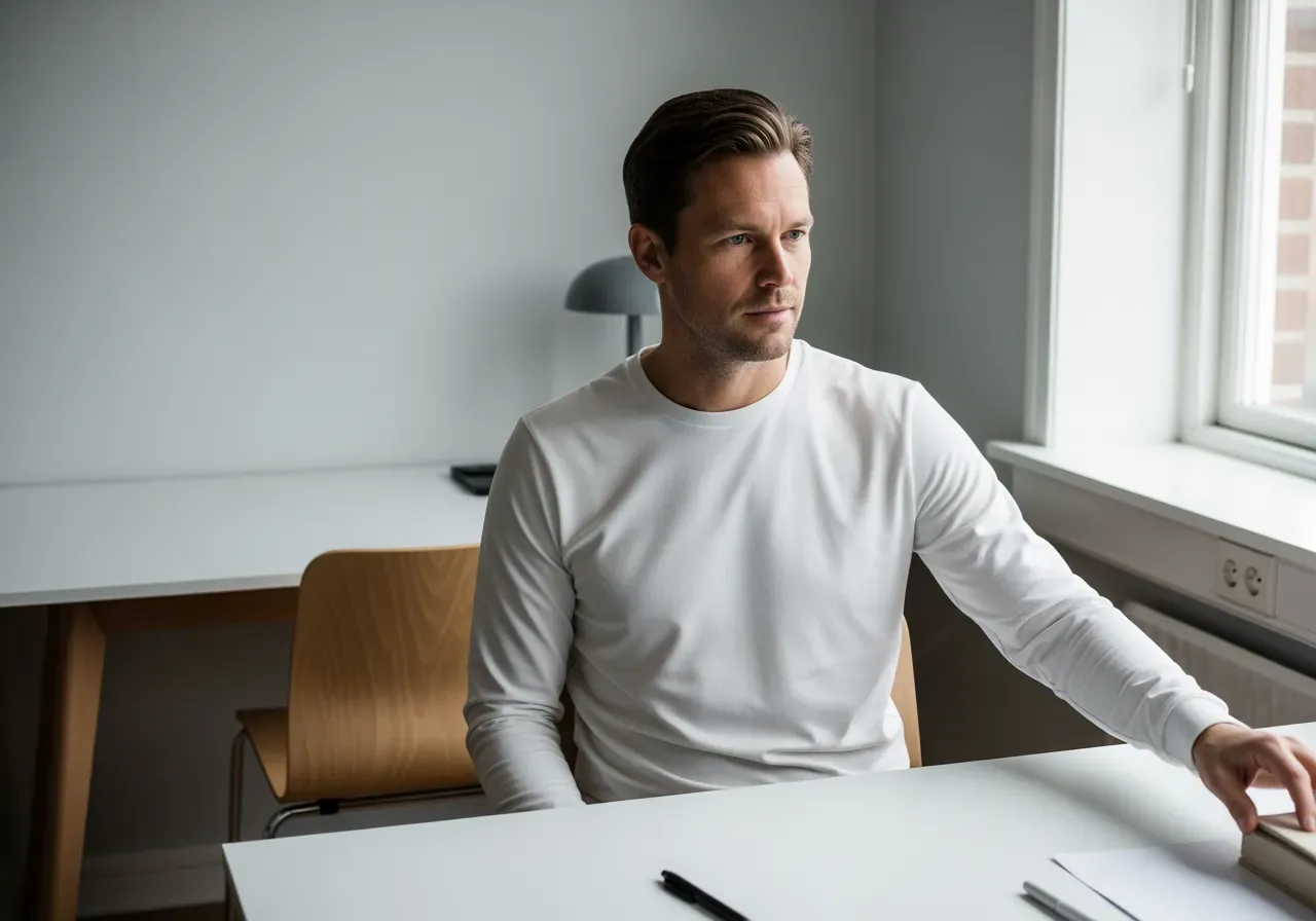 Vit kreppskjorta för kontoret