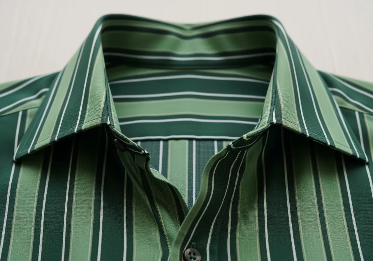 Cutawaykrage på grön randig skjorta