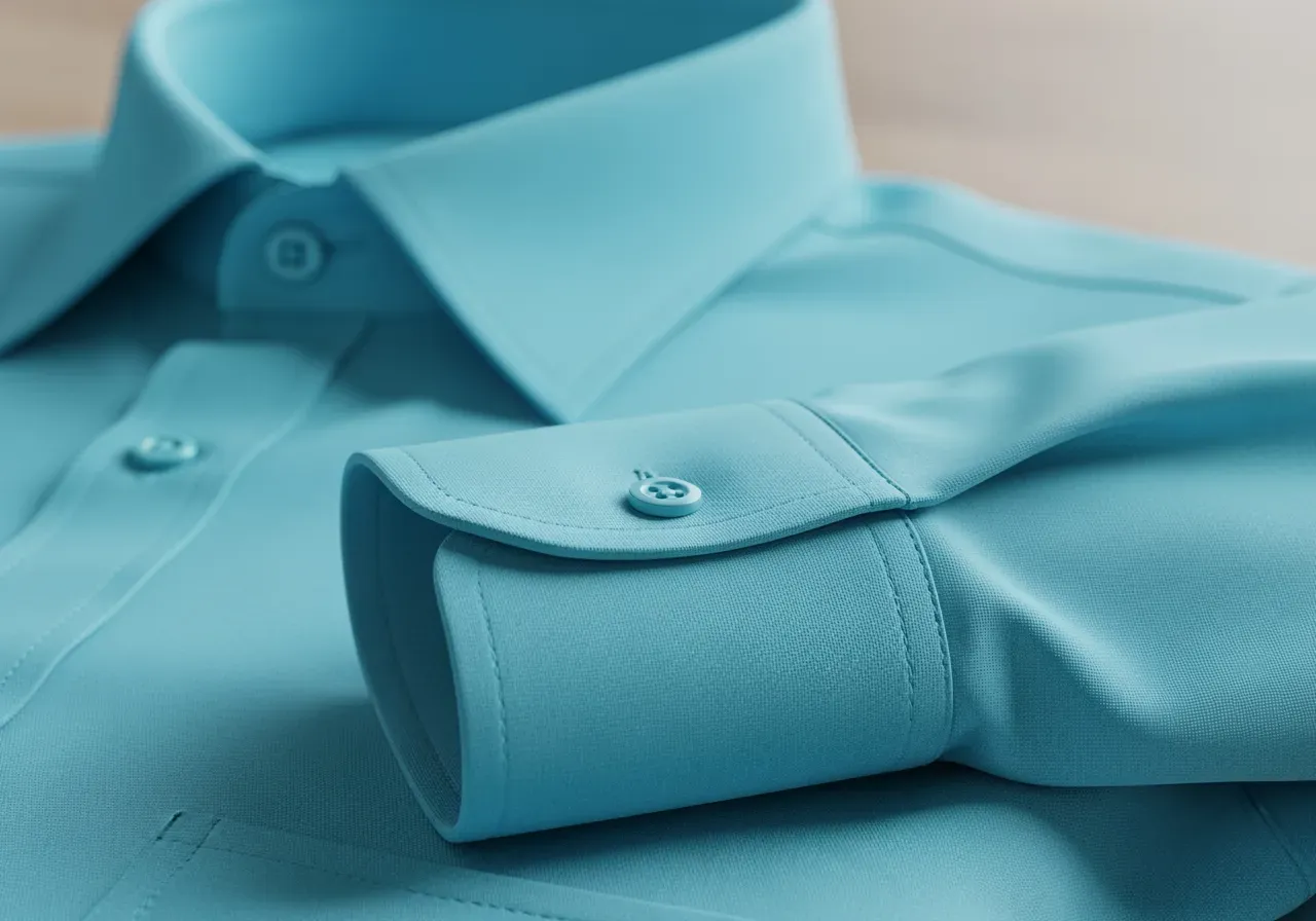 Cyan bomullsskjorta krage och manschett