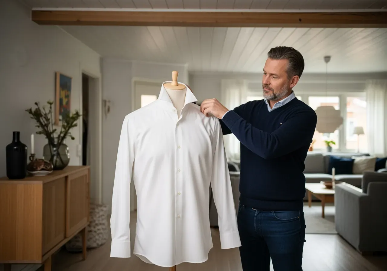 Vit oxfordskjorta bred krage manschetter