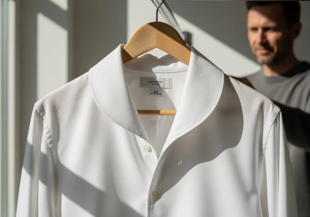 Vit oxford med bred krage