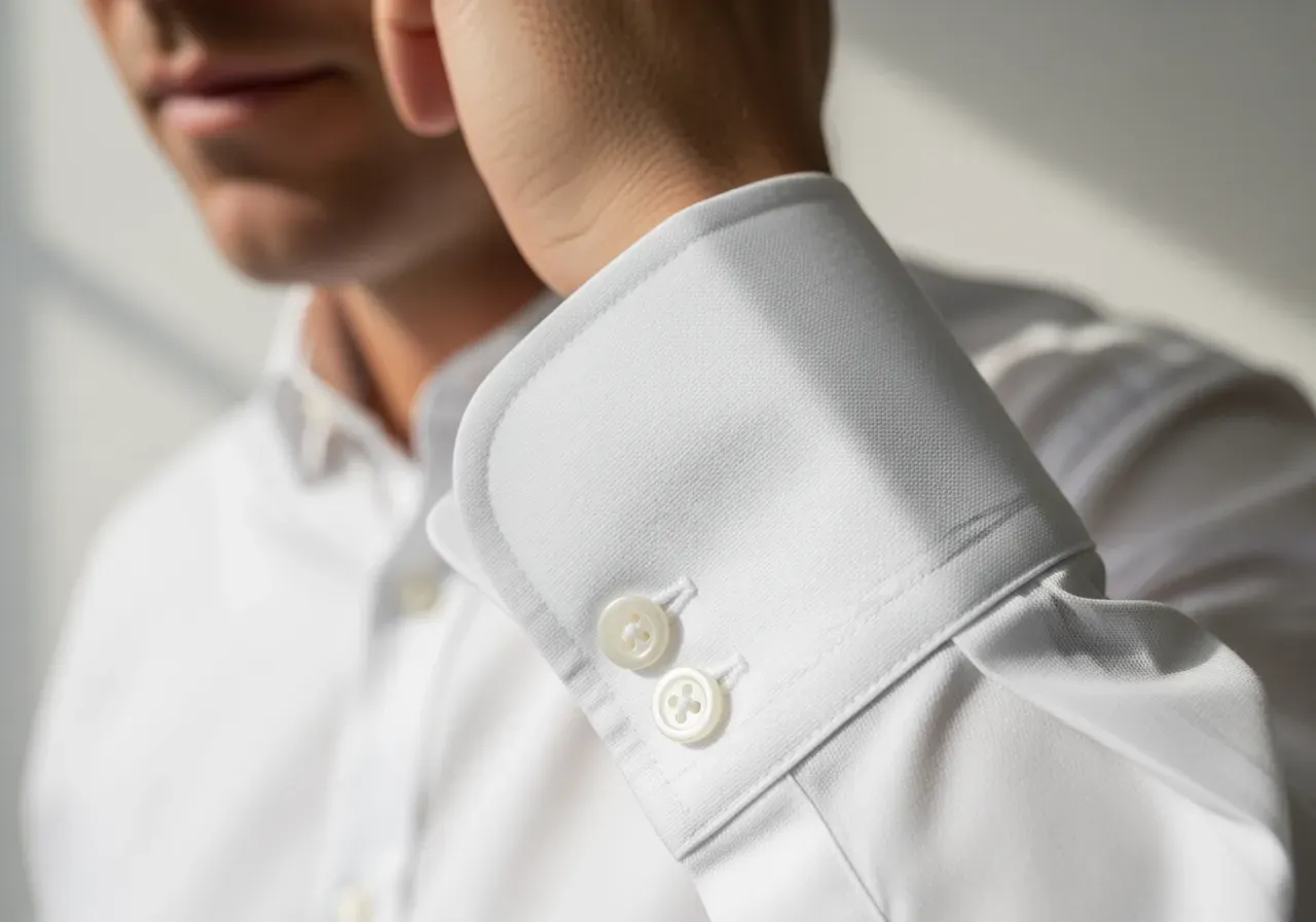 Krage och manschett i vit pinpointbomull