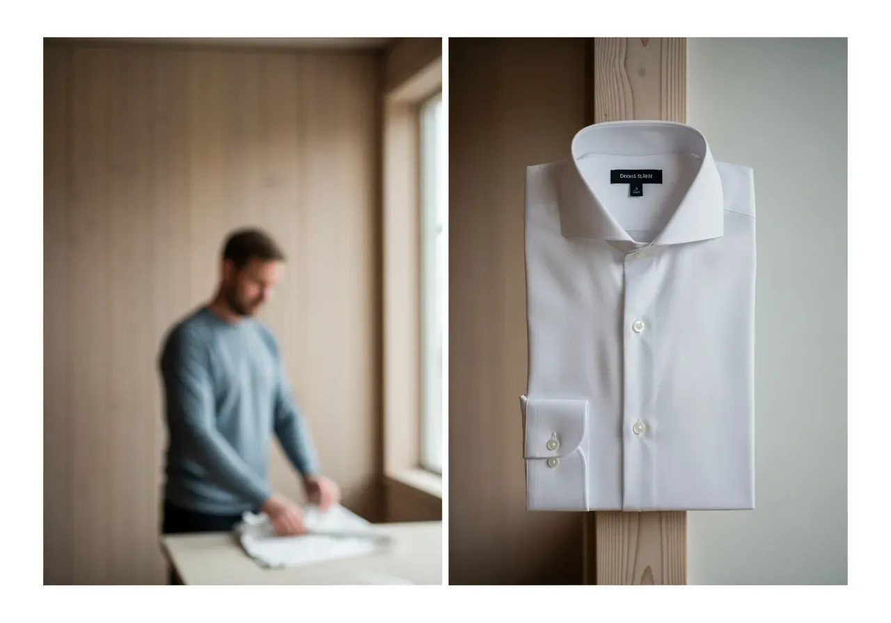 Vit skjorta spridd krage