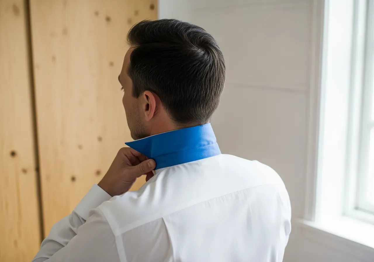 Blå halvcutawaykrage i diagonalväv