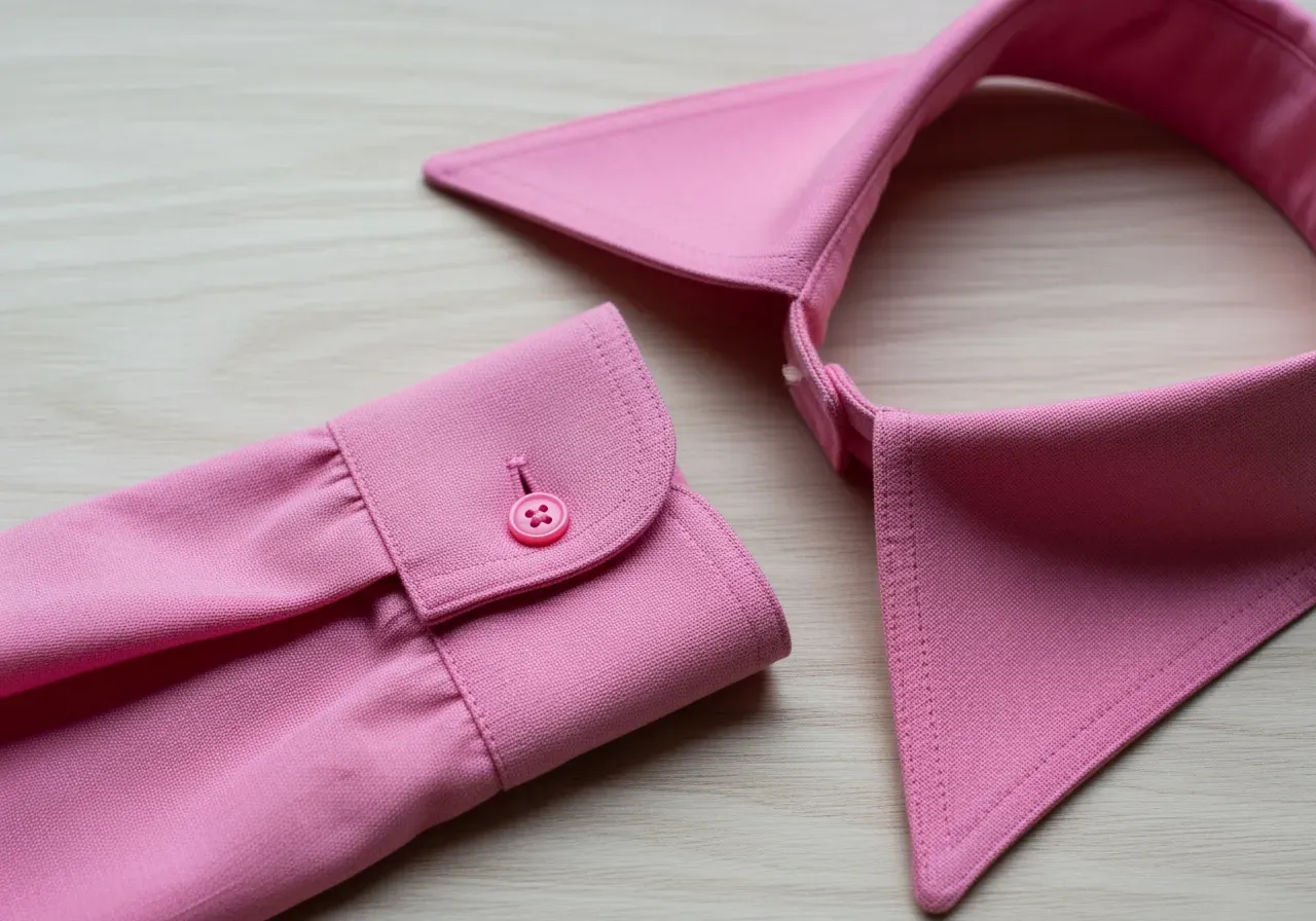 Manschett till halvspridd rosa krage