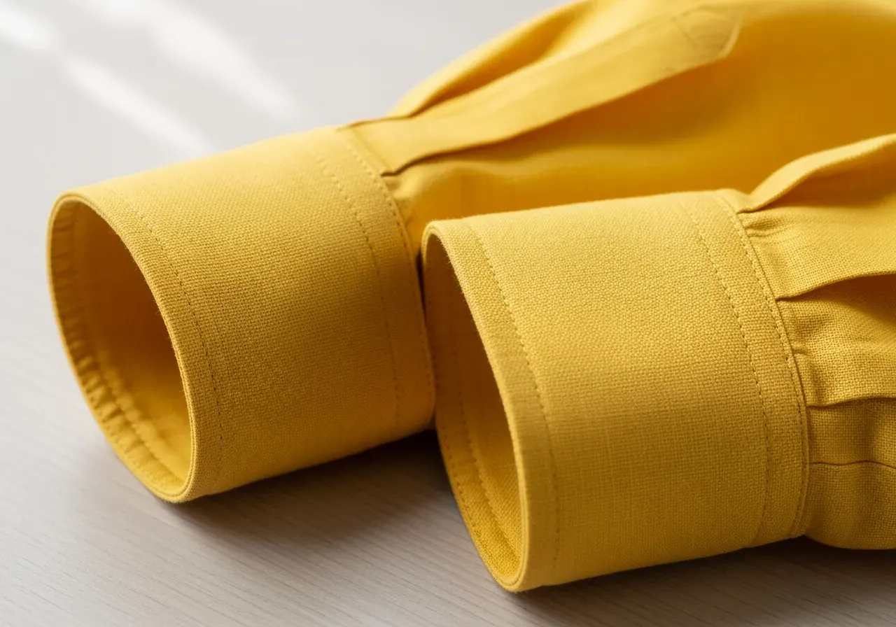 Manschetter till gul linneskjorta