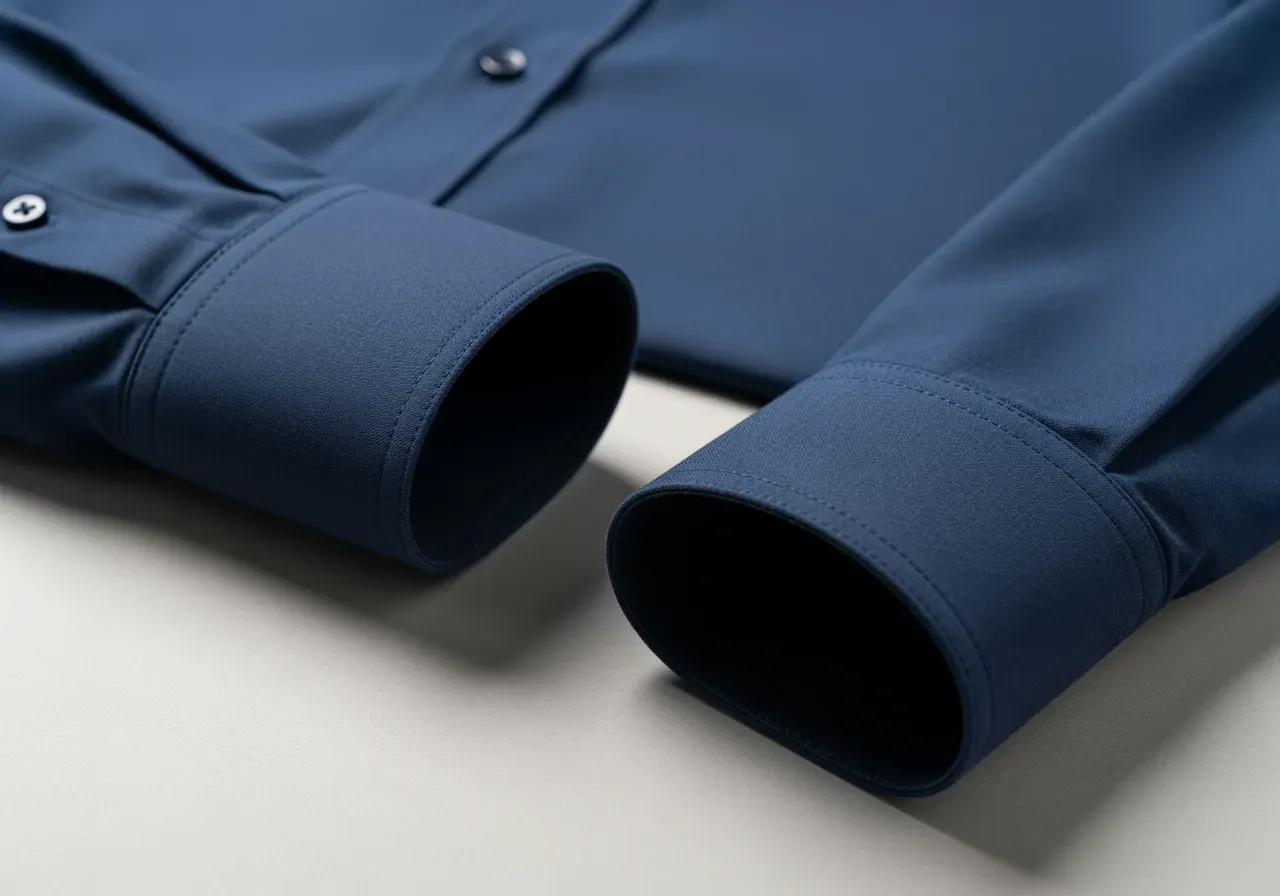 Manschetter till mörkblå skjorta