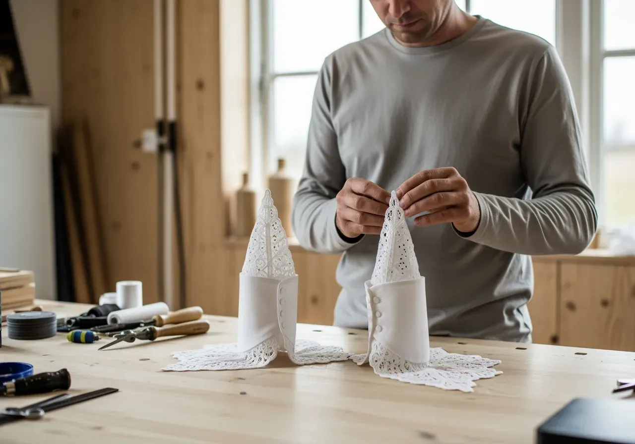 Manschetter till rak spetskrage i trikå