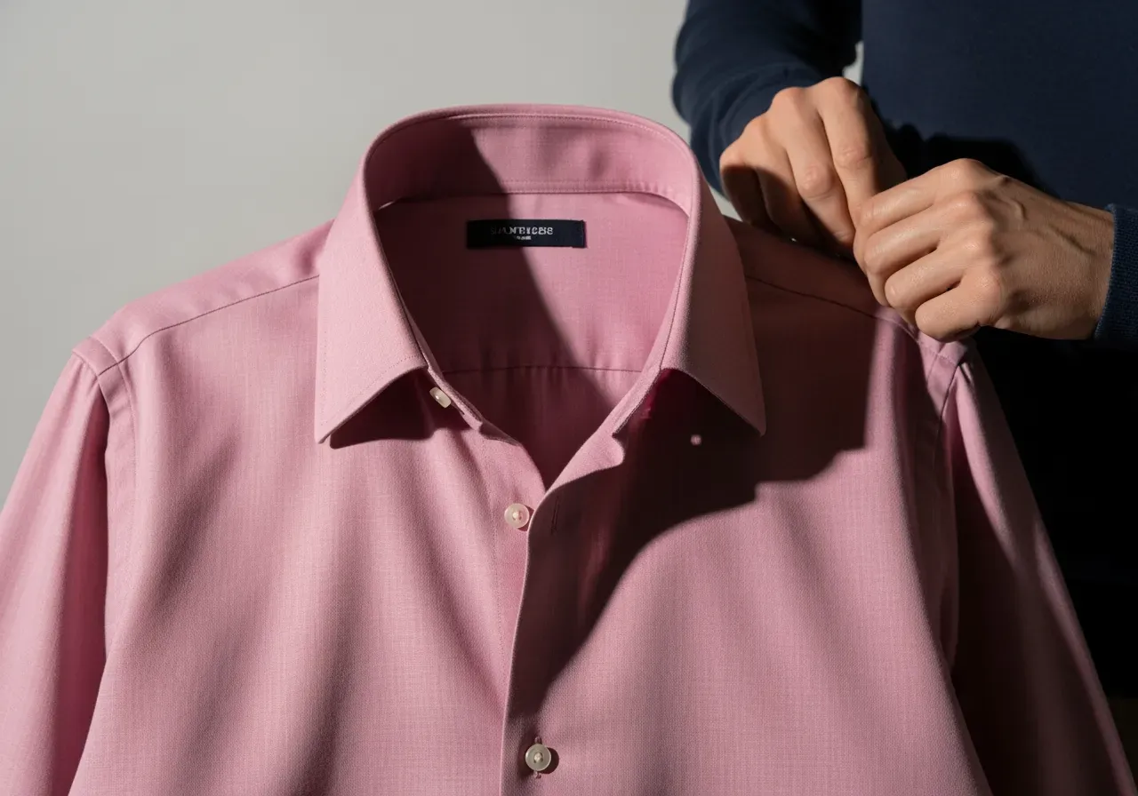 Rosa skjorta spridd krage korta spetsar