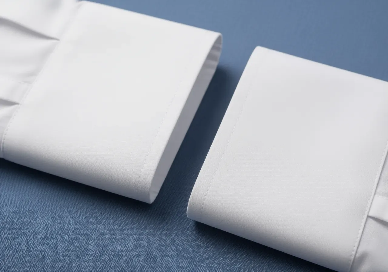 Manschetter till rak spetskrage på blå bomull