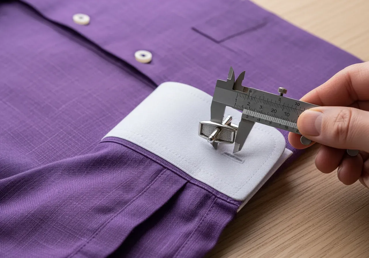 Manschettmått på lila linneskjorta