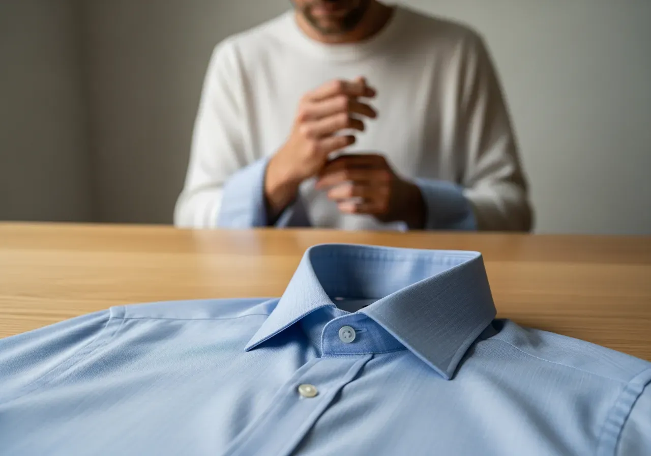 Pinpointskjorta med rak spetskrage