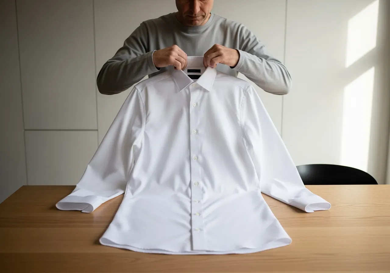 Rak spetskrage i vit twill