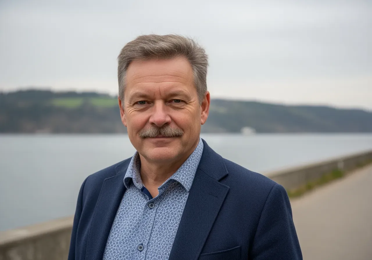 Röd randig oxfordskjorta med spridd krage