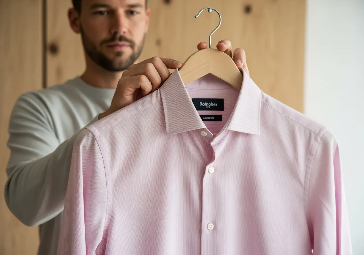 Rosa pinpoint skjorta och kragval