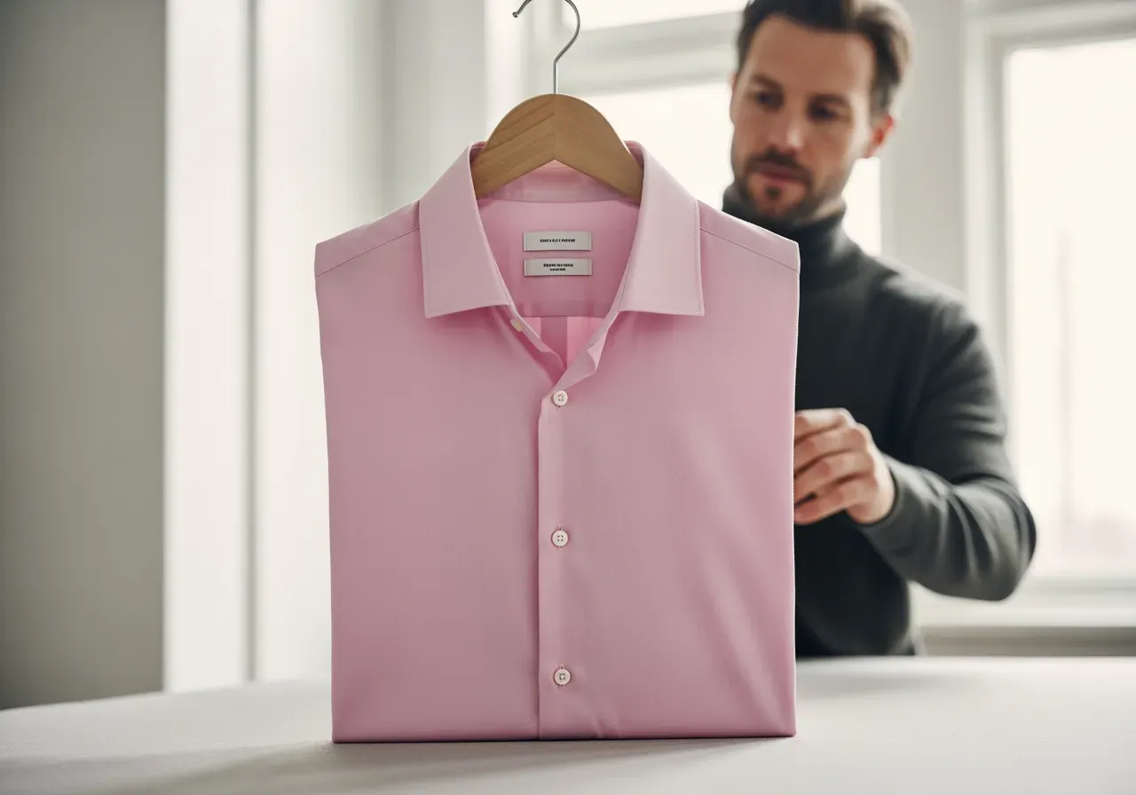 Rosa skjorta med spridd krage