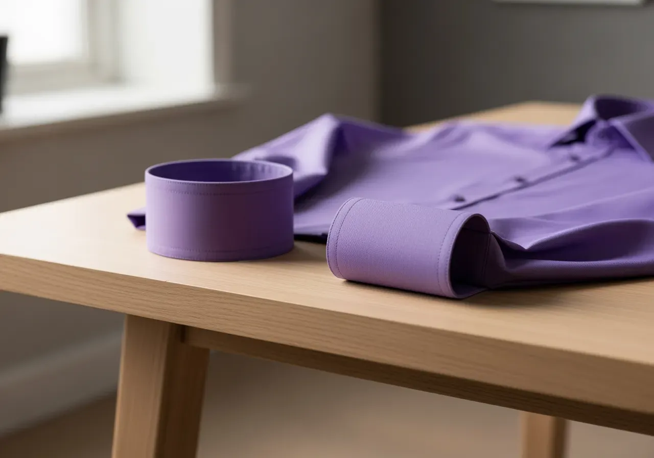 Rundad eller rak manschett lila skjorta