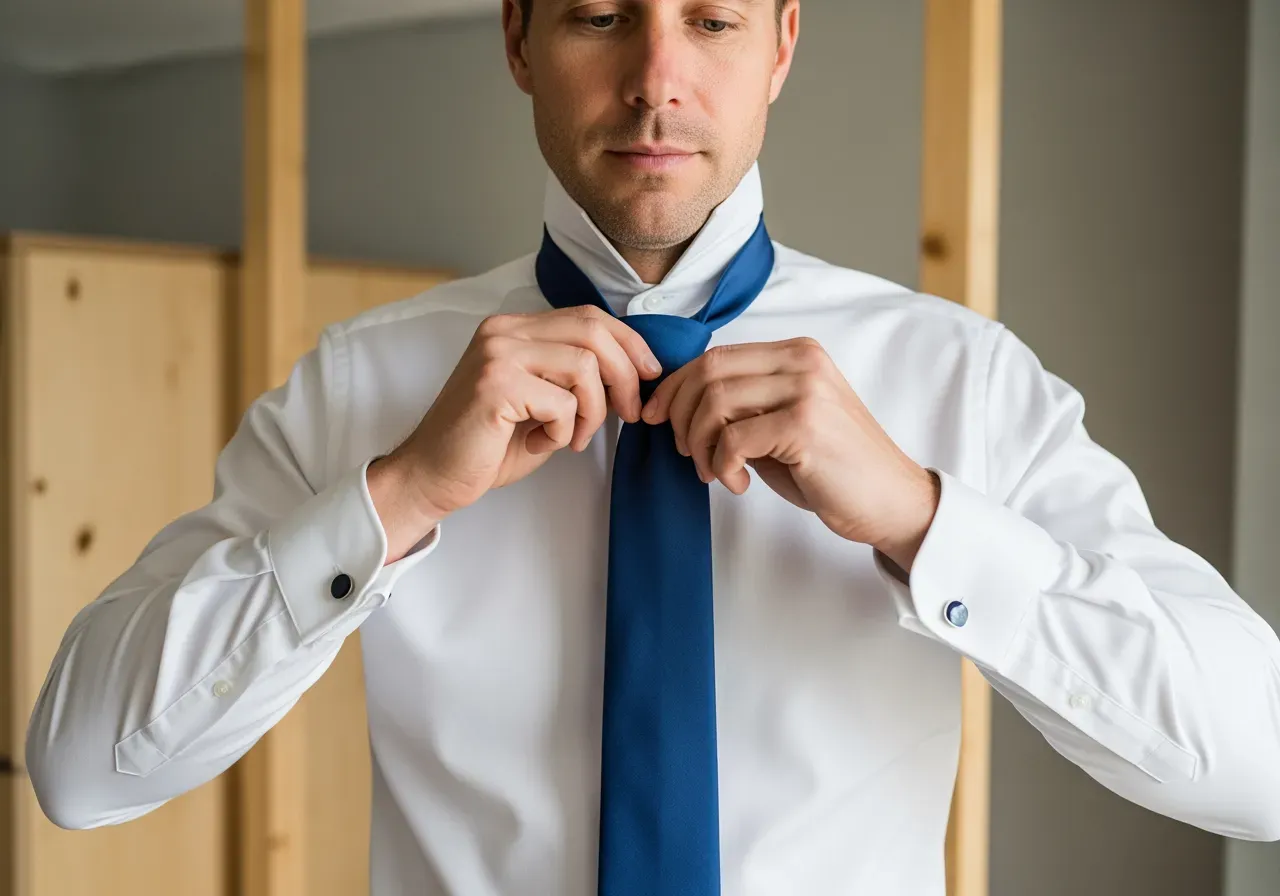 Han knyter slips vid cutawaykrage