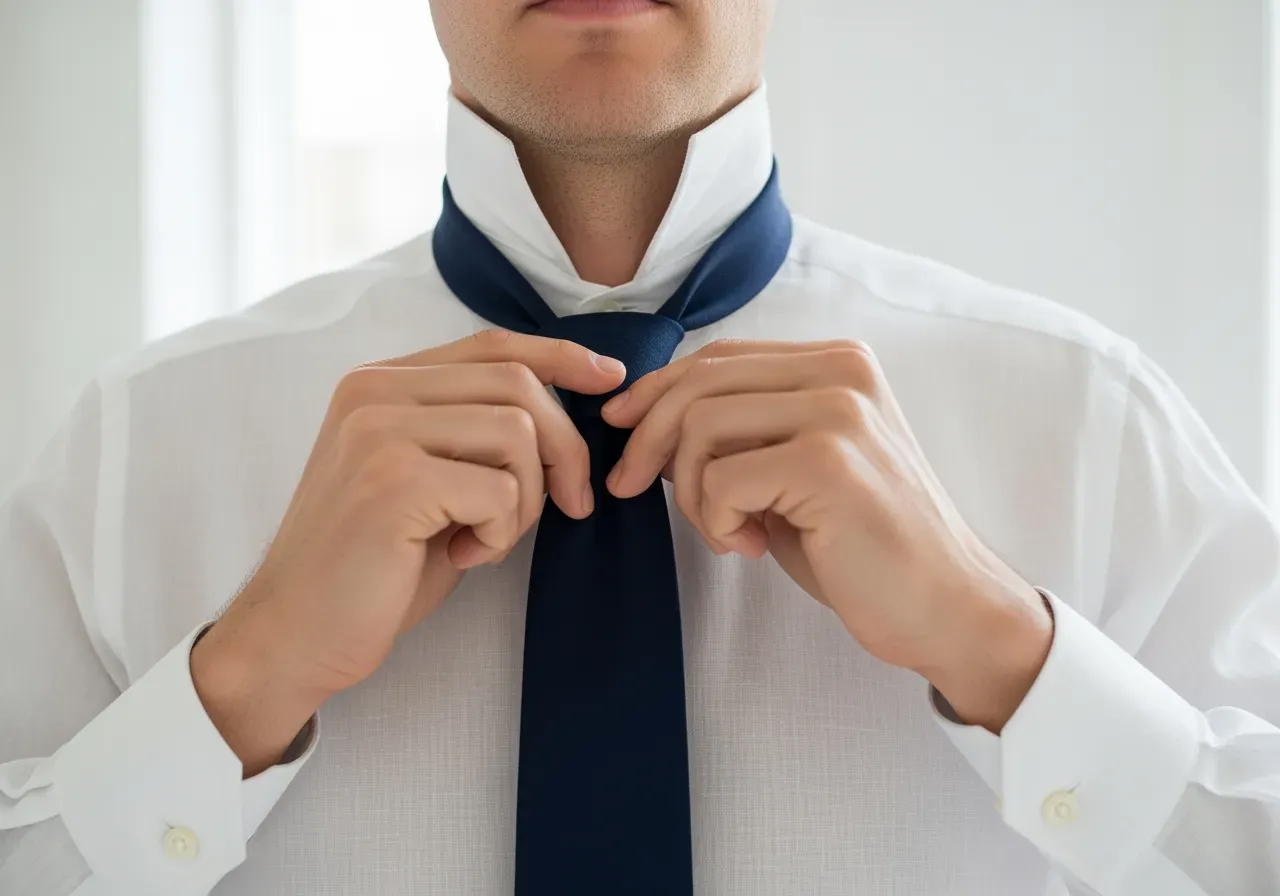 Slipsknut för låg spetskrage linne