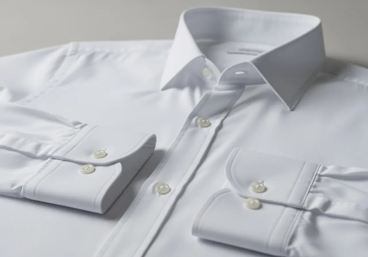 Vit halvspridd krage och manschettval