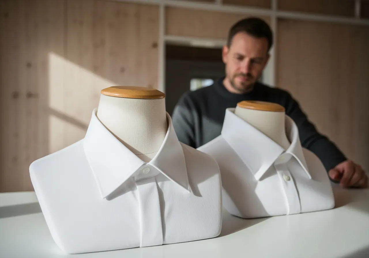 Rak spetskrage och halvspridd krage