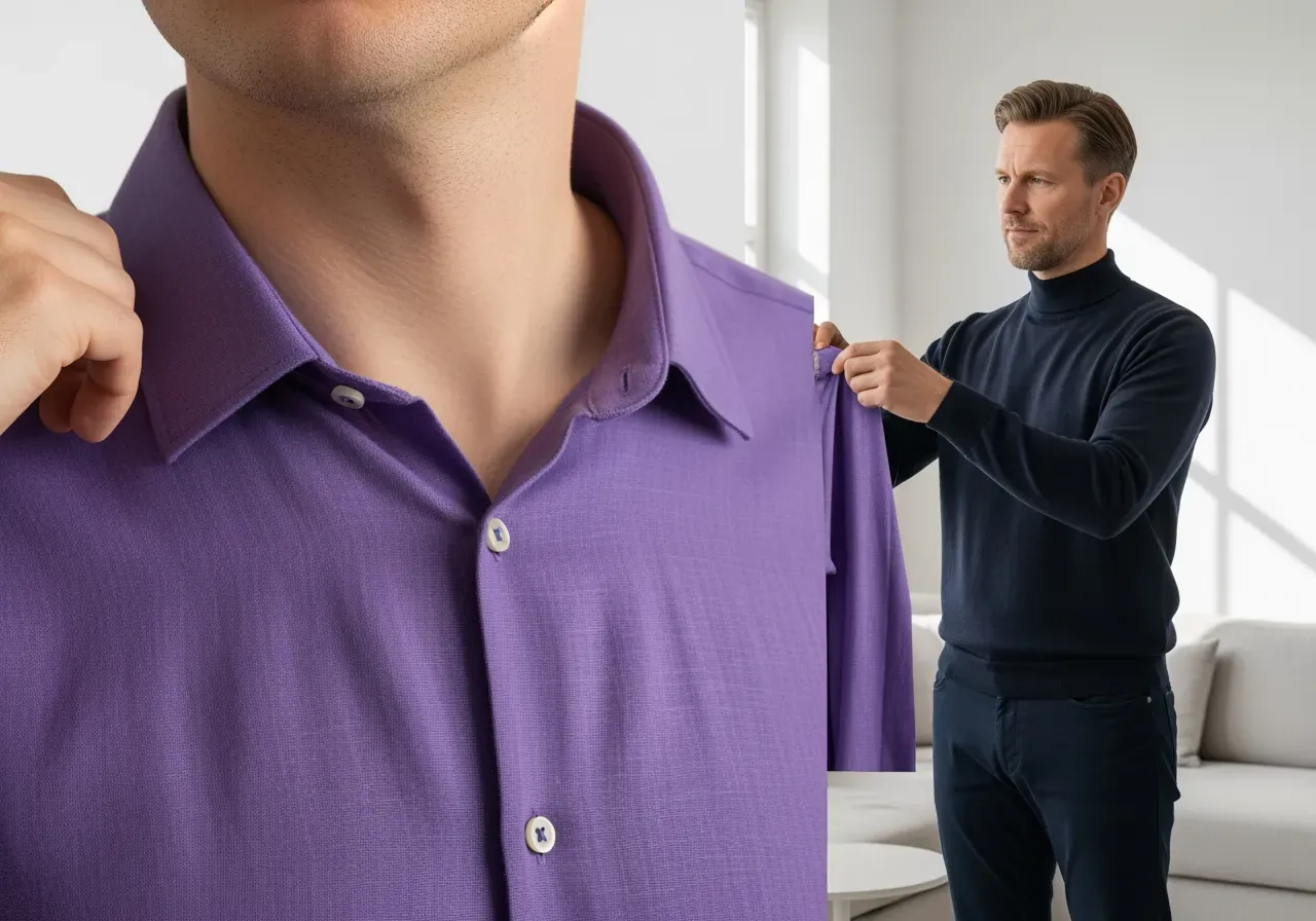 Spridd krage i lila linne