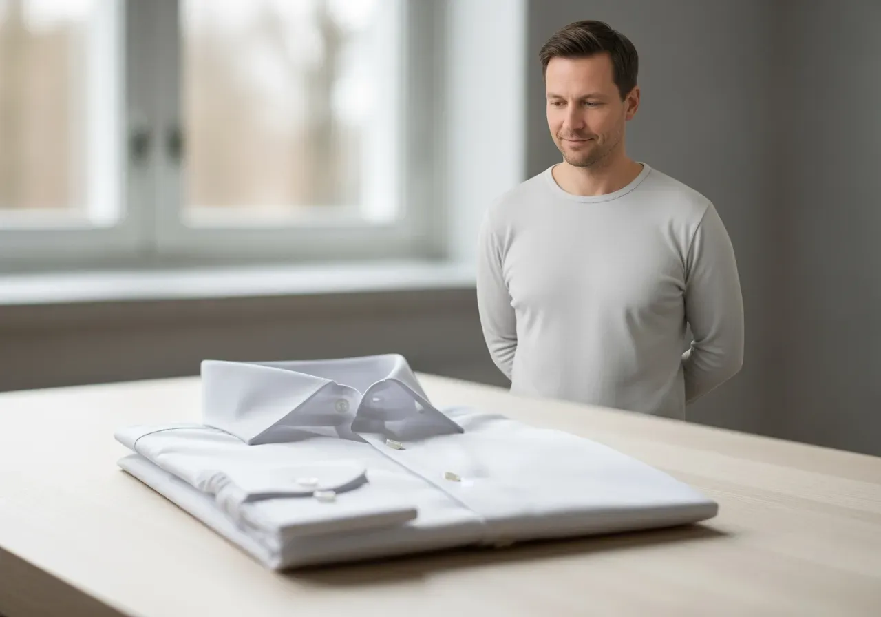 Vit poplin spridd krage manschettval