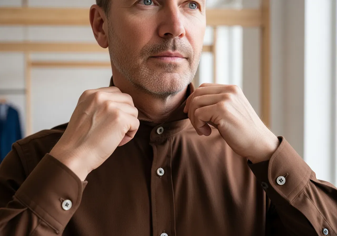 Brun spridd krage utan slips