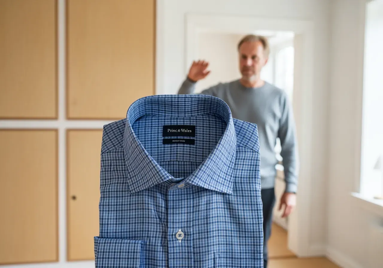 Spridd krage blå walesruta skjorta