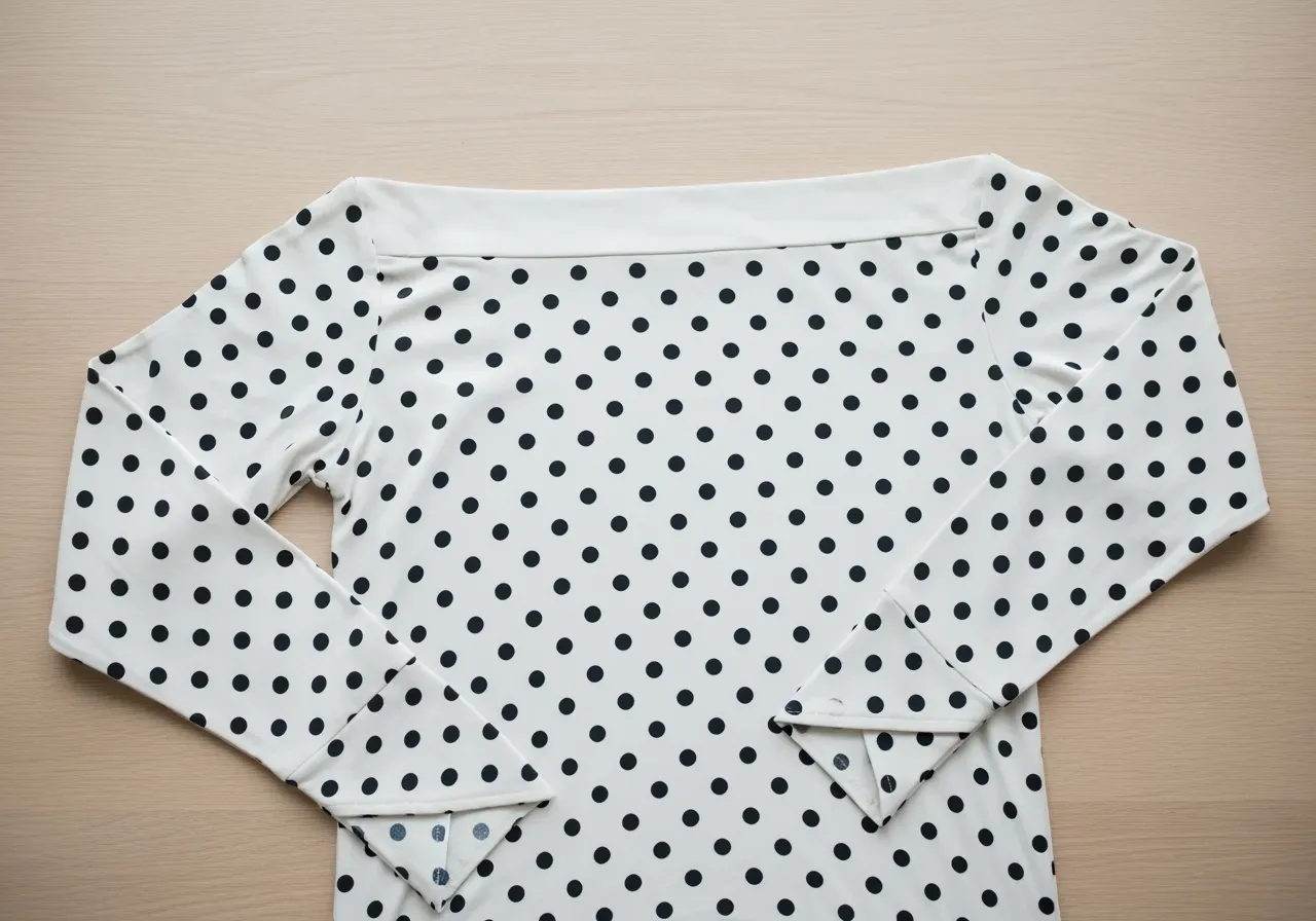 Prickig trikå rak krage vinklad manschett