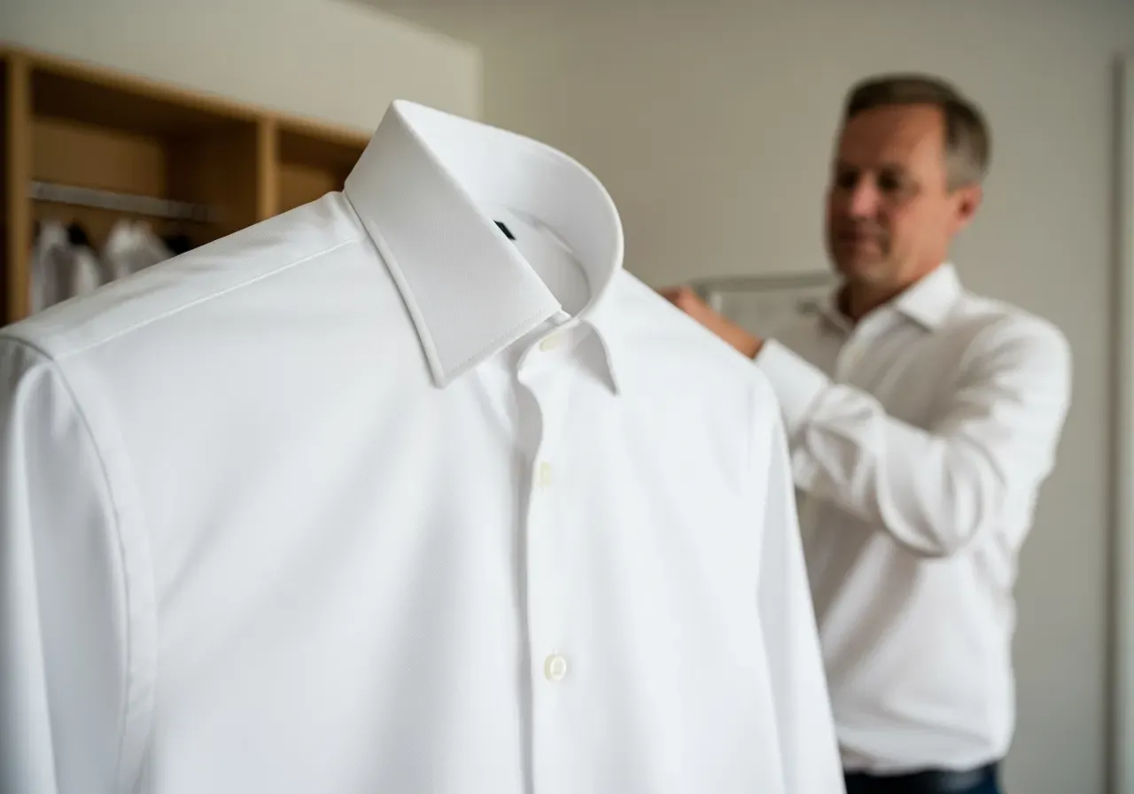 Vit pinpointskjorta med knappkrage