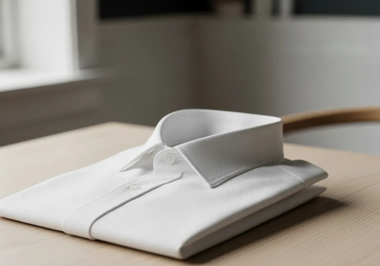 Vit twillskjorta med spetskrage