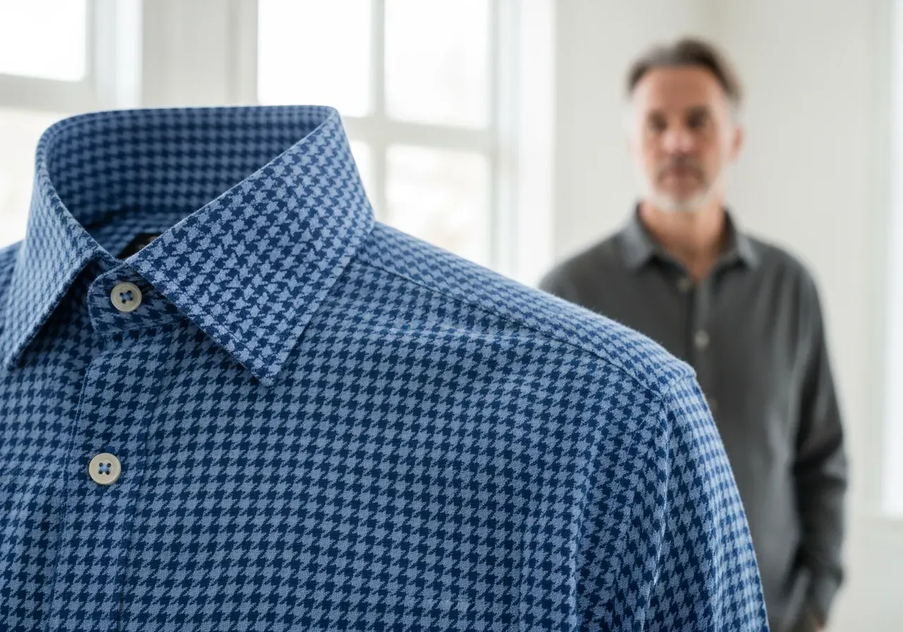 Blå hundtand i oxford skjorta