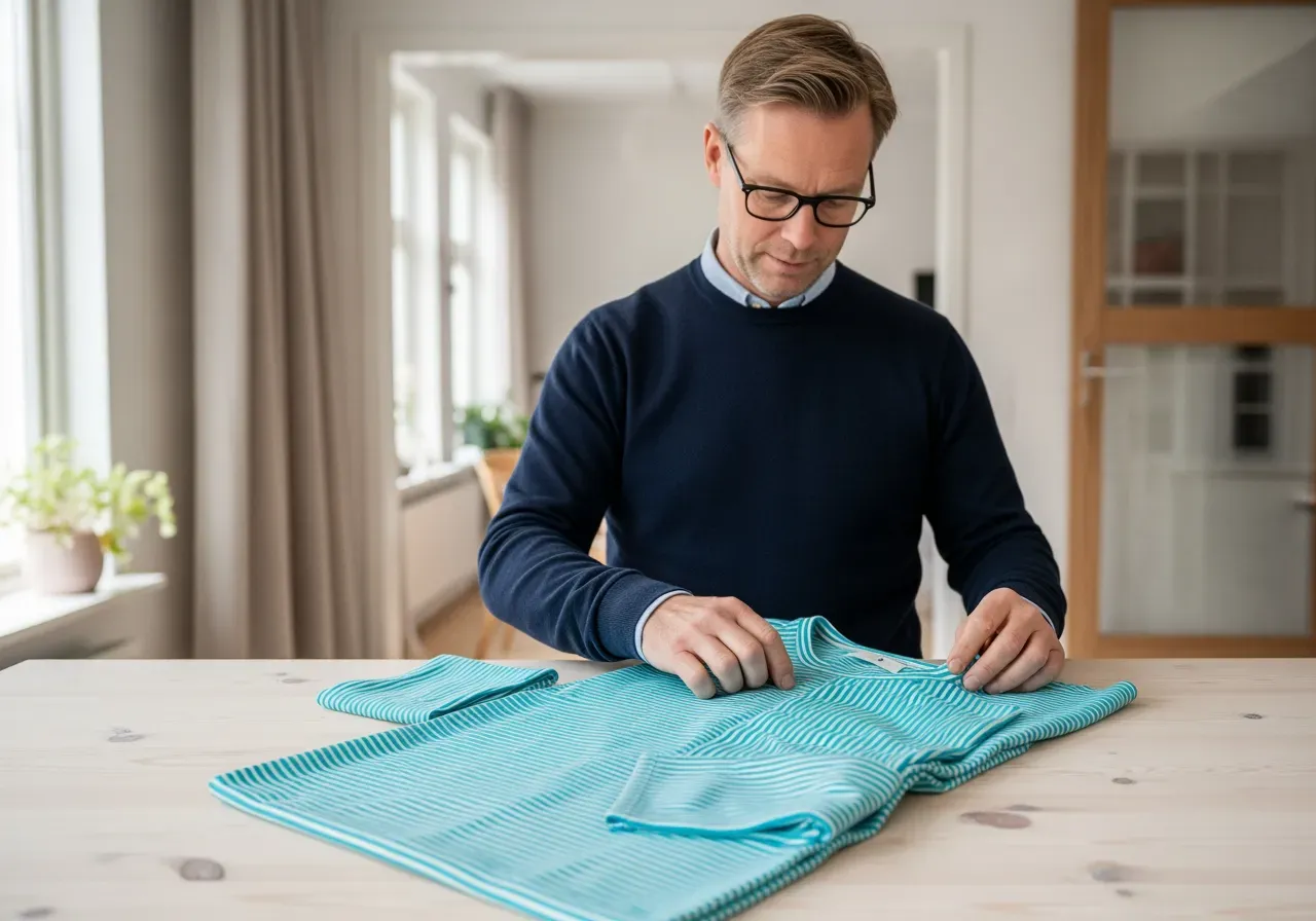 Cyan fil a fil rand skjorta