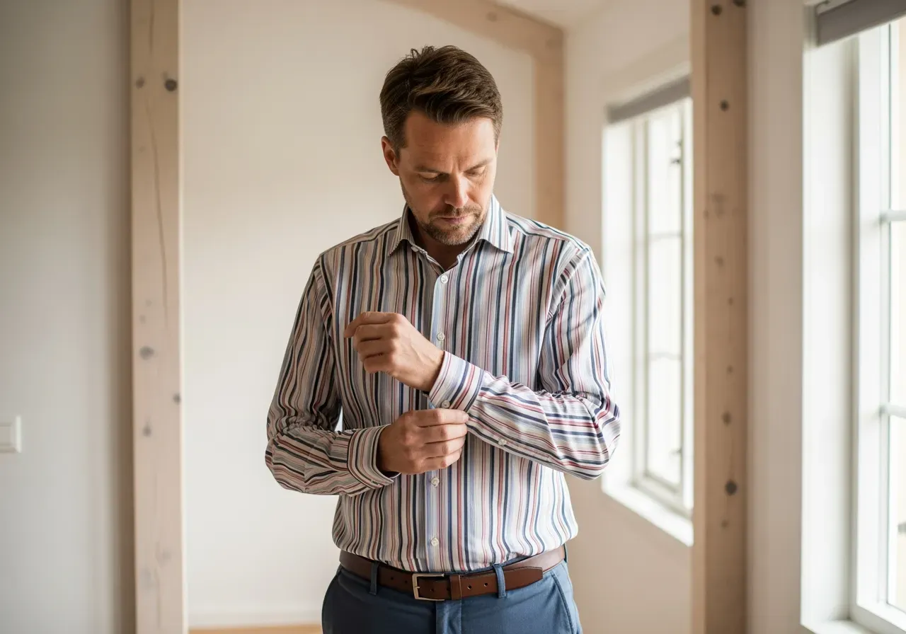 Flerfärgad rand i måttsydd skjorta