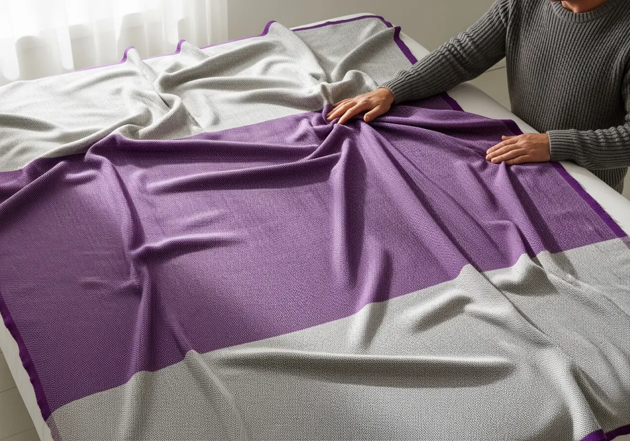 Lila rand i egyptisk bomull med glanskontrast