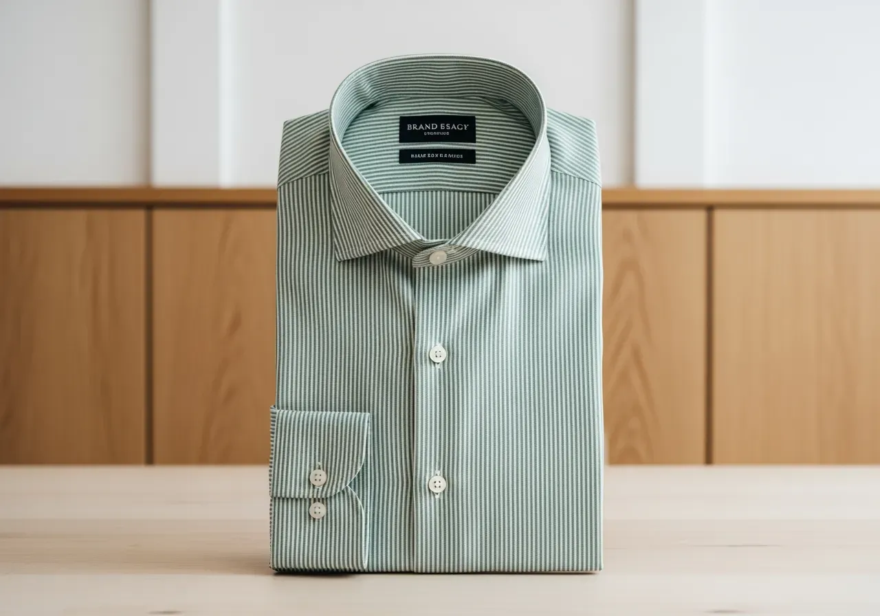 Grön pinpointrand i måttsydd skjorta