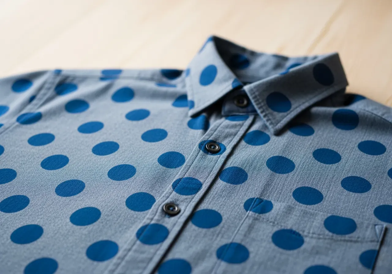 Blå prickar i kypertflanell skjorta