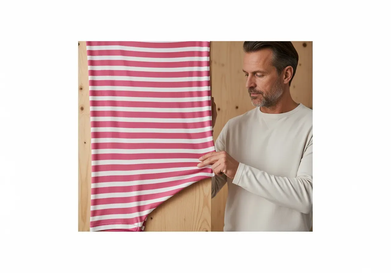 Randlinjering i rosa bomullsstretch