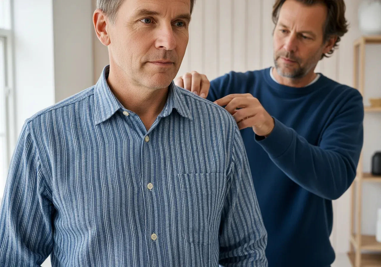 Blå fil a fil rand skjorta