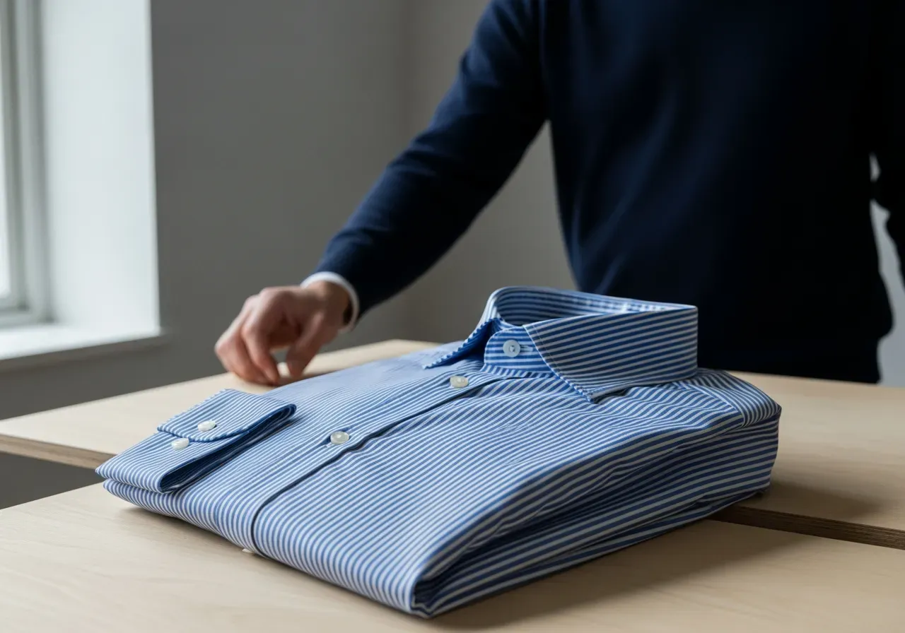 Blå randig skjorta i egyptisk bomull