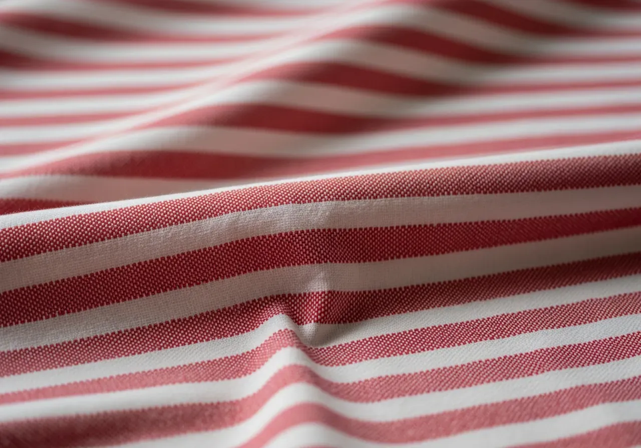 Röda ränder i bomullstyg