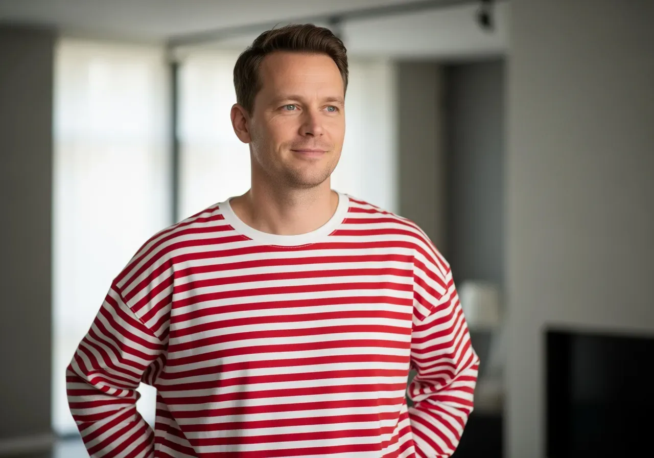 Röd randig skjorta i utanpåpassform